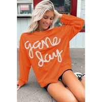 Russet Orange Tinsel Game Day Drop Shoulder Graphic Sweatshirt - L thumbnail