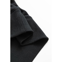 Black Drop Shoulder Crisscross Stitching Pocketed Loose Sweatshirt - S thumbnail