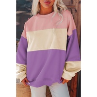 Meadow Mauve Colorblock Patchwork Drop Shoulder Sweatshirt - 2XL thumbnail