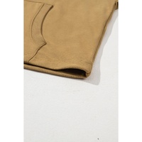 Brown Solid Kangaroo Pocket Half Zipper Oversized Hoodie - XL thumbnail