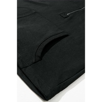 Black Solid Kangaroo Pocket Half Zipper Oversized Hoodie - M thumbnail