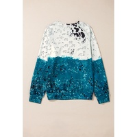 Blue Tie Dye Cow Color Block Pullover Sweatshirt - L thumbnail