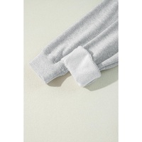 Light Grey Solid Color Fleece Lined Drawstring Hoodie with Pocket - 2XL thumbnail