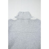 Gray Half Zipper Collared Drop Shoulder Side Slits Sweatshirt - S thumbnail