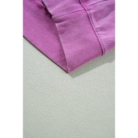 Bright Pink Solid Color Notched Neck Drop Shoulder Sweatshirt - 2XL thumbnail