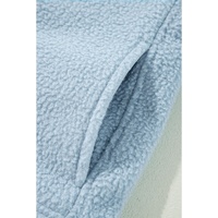 Myosotis Collared Zipper Drop Shoulder Fleece Sweatshirt - L thumbnail