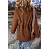 Brown Half Zip Fleece Pullover Sweatshirt - L thumbnail