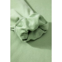 Smoke Green Solid O Neck High Low Hem Pullover Sweatshirt - L thumbnail