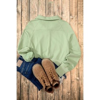 Smoke Green Quarter Zip Stand Neck Kangaroo Pocket Sweatshirt - L thumbnail