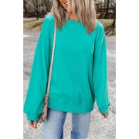 Aruba Blue Plain Drop Shoulder Crewneck Pullover Sweatshirt - L thumbnail