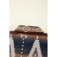 Brown Western Aztec Collared Button-up Sweatshirt - S thumbnail