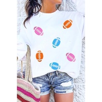 Beige Rugby Chenille Embroidered Patched Pullover Sweatshirt - 2XL thumbnail