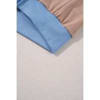 Sky Blue Ribbed Detail Color Block Sleeve Baggy Sweatshirt - L thumbnail