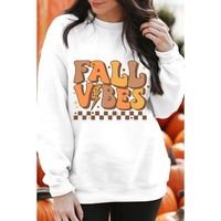 Beige FALL VIBES Graphic Drop Shoulder Sweatshirt - M thumbnail