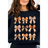Black Thanksgiving Spice Bowknot Graphic Sweatshirt - L thumbnail