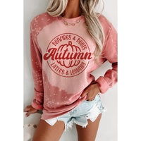 Pink Tie Dye Autumn Pumpkin Graphic Drop Shoulder Sweatshirt - S thumbnail