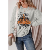 Gray Thanksgiving Pumpkin Season Drop Shoulder Sweatshirt - 2XL thumbnail