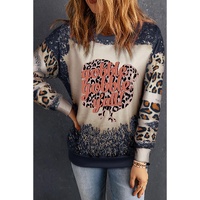 Black Gobble Gobble Yall Bleached Leopard Pullover Sweatshirt - M thumbnail
