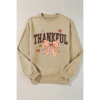 Parchment THANKFUL Leopard Bow Fall Vibe Graphic Sweatshirt - 2XL thumbnail