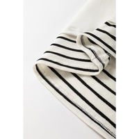 White Stripe Colorblock Sleeve Exposed Seam Fake-2-Piece Sweatshirt - L thumbnail