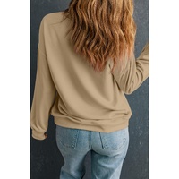 Khaki THANKS giving Leaves Printed Drop Shoulder Sweatshirt - L thumbnail