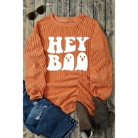 Orange Halloween Hey Boo Ghost Print Loose Sweatshirt - L thumbnail