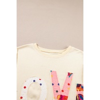 Apricot LOVE PATCH Graphic Oversized Sweatshirt - S thumbnail