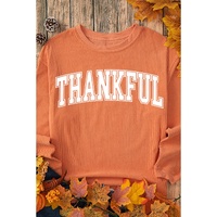 Orange THANKFUL Crew Neck Pullover Sweatshirt - L thumbnail