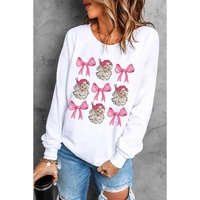 Beige Santa Claus Bowknot Pattern Christmas Sweatshirt - XL thumbnail