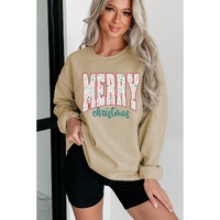 Parchment Festive Element Printed MERRY Christmas Graphic Sweatshirt - L thumbnail