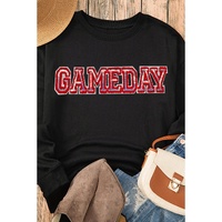 Black Sequined GAME DAY Rugby Football Season Sweatshirt - S thumbnail