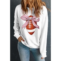 Beige Bowknot Rugby Football Graphic Game Day Pullover Sweatshirt - 2XL thumbnail