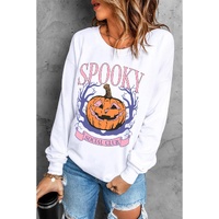 Beige SPOOKY SOCIAL CLUB Halloween Pumpkin Face Graphic Sweatshirt - L thumbnail