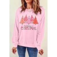Pink Rhinestone Merry CHRISTMAS Christmas Tree Graphic Sweatshirt - XL thumbnail