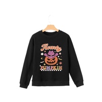Black Halloween Howdy PUMPKIN Print Crew Neck Pullover Sweatshirt - S thumbnail