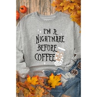 Gray I'M A NIGHTMARE BEFORE COFFEE Graphic Crewneck Sweatshirt - S thumbnail