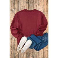 Burgundy Nutcracker Graphic Drop Shoulder Christmas Sweatshirt - L thumbnail