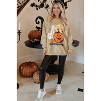 Parchment Spooky Pumpkin Graphic Crewneck Halloween Sweatshirt - L thumbnail