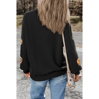 Black Sequin Ball Patched Crewneck Game Day Sweatshirt - L thumbnail