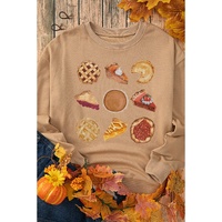 Khaki Thanksgiving Dessert Graphic Pullover Sweatshirt - 2XL thumbnail