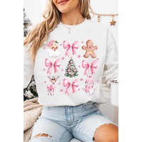 Beige Christmas Theme Pattern Pullover Sweatshirt - M thumbnail