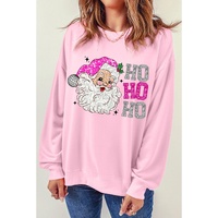 Pink Santa Claus HO HO HO Christmas Graphic Sweatshirt - 2XL thumbnail
