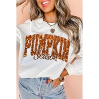 Beige Heat-transfer PUMPKIN Season Printed Crewneck Thanksgiving Sweatshirt - 2XL thumbnail