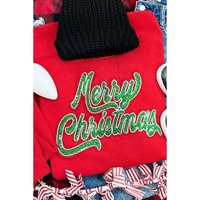 Red Merry Christmas Crewneck Drop Shoulder Loose Sweatshirt - S thumbnail
