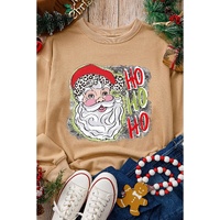 Khaki HOHOHO Santa Claus Drop Shoulder Christmas Sweatshirt - L thumbnail