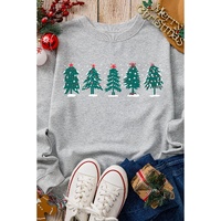 Gray 2-side Printed Christmas Tree Letter Graphic Sweatshirt - S thumbnail