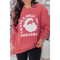 Strawberry Pink HAVE A HOLLY JOLLY CHRISTMAS Corded Sweatshirt - L thumbnail