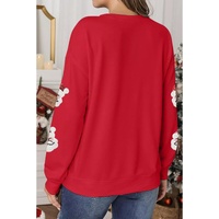 Red Sequin Santa Clause Patched Christmas Pullover Sweatshirt - XL thumbnail