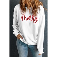 Beige Merry Graphic Christmas Crew Neck Sweatshirt - 2XL thumbnail