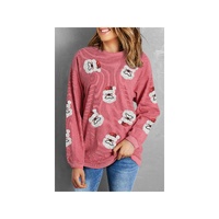 Strawberry Pink Sequin Santa Clause Christmas Corded Sweatshirt - 3XL thumbnail